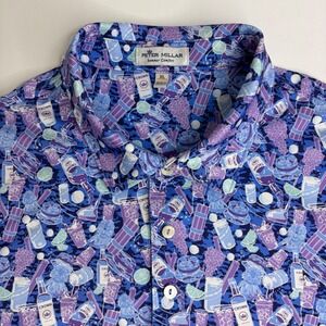 PETER MILLAR Men's Summer Comfort Golf Polo Cocktail Bomb Caddyshack Size XL